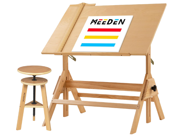 MEEDEN Wood Drafting Table & Stool Set